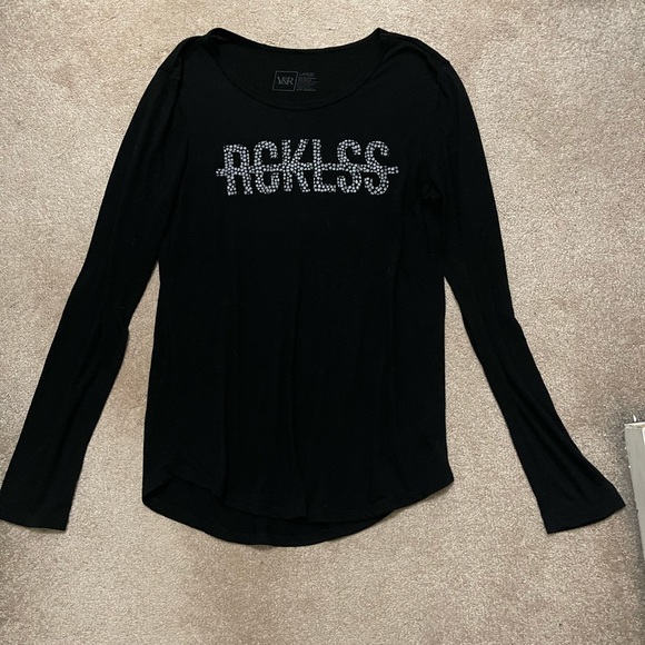 Rcklss black long sleeve T-shirt 50 poly 50 Rayon - Picture 1 of 3